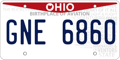 OH license plate GNE6860