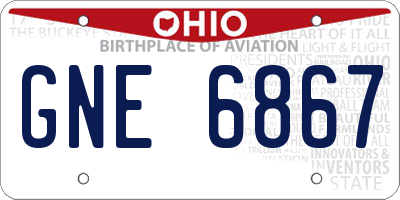 OH license plate GNE6867