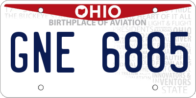 OH license plate GNE6885