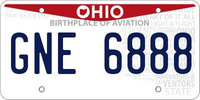 OH license plate GNE6888