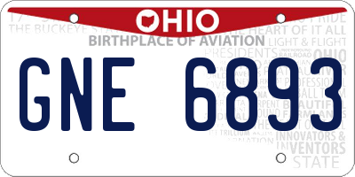OH license plate GNE6893