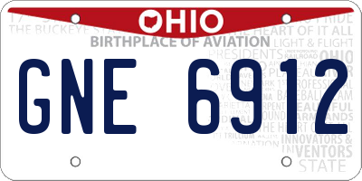OH license plate GNE6912