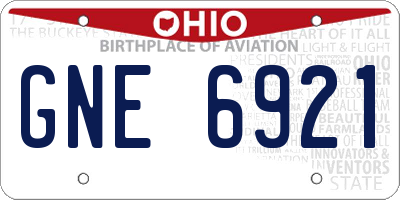 OH license plate GNE6921