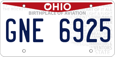 OH license plate GNE6925