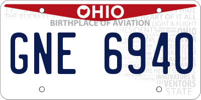OH license plate GNE6940