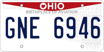 OH license plate GNE6946