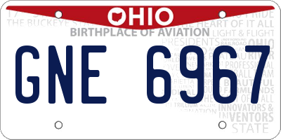 OH license plate GNE6967
