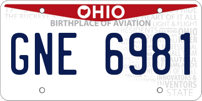 OH license plate GNE6981