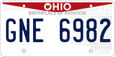 OH license plate GNE6982