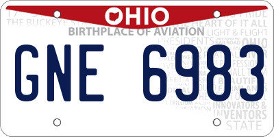 OH license plate GNE6983