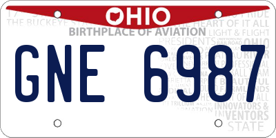 OH license plate GNE6987