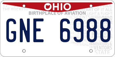 OH license plate GNE6988