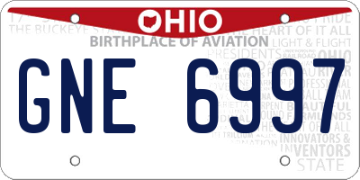 OH license plate GNE6997