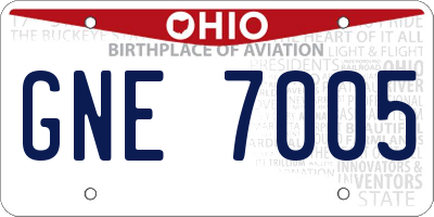 OH license plate GNE7005