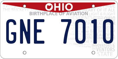OH license plate GNE7010
