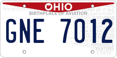 OH license plate GNE7012