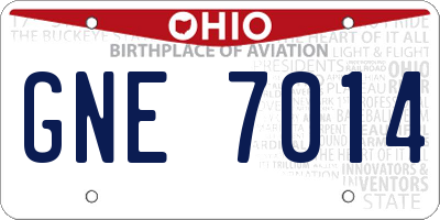 OH license plate GNE7014