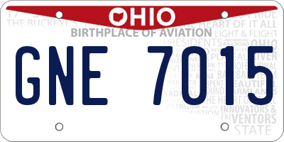 OH license plate GNE7015