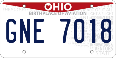 OH license plate GNE7018