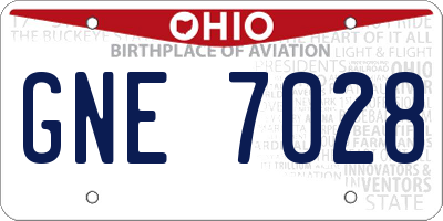 OH license plate GNE7028