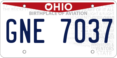 OH license plate GNE7037