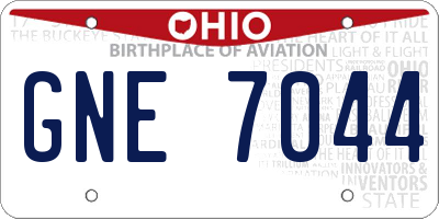 OH license plate GNE7044