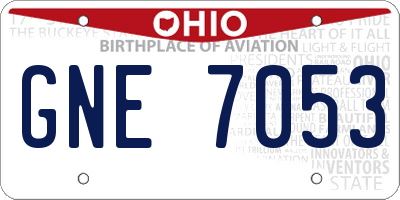 OH license plate GNE7053