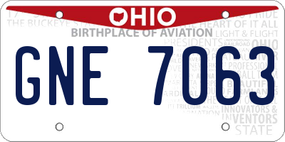 OH license plate GNE7063