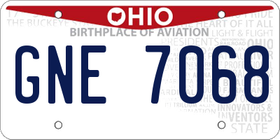 OH license plate GNE7068