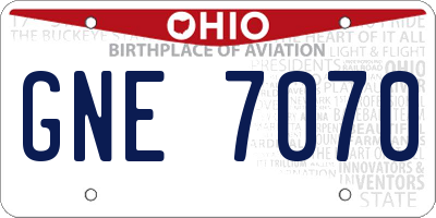 OH license plate GNE7070