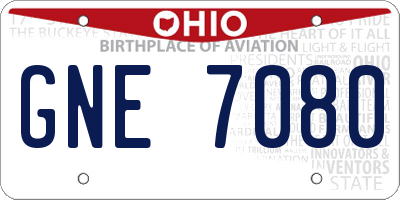 OH license plate GNE7080