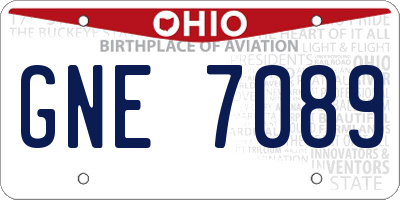 OH license plate GNE7089