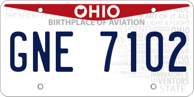 OH license plate GNE7102