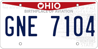 OH license plate GNE7104