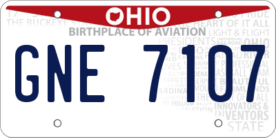 OH license plate GNE7107