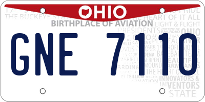 OH license plate GNE7110