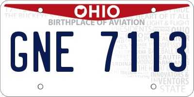 OH license plate GNE7113
