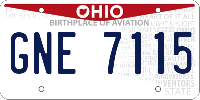 OH license plate GNE7115