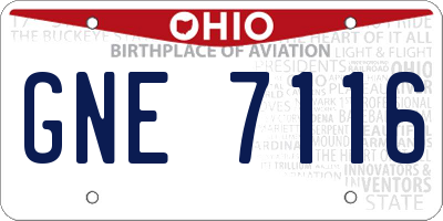 OH license plate GNE7116
