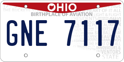 OH license plate GNE7117