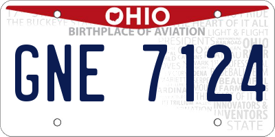 OH license plate GNE7124