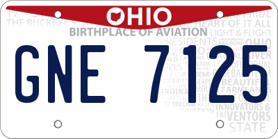 OH license plate GNE7125
