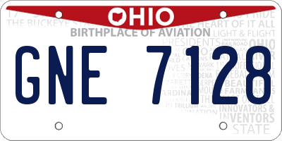 OH license plate GNE7128