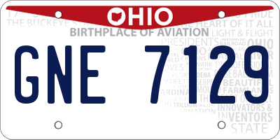 OH license plate GNE7129