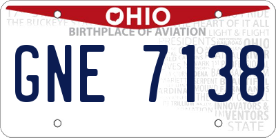 OH license plate GNE7138