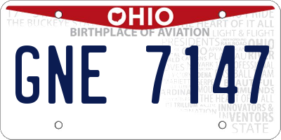 OH license plate GNE7147