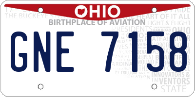 OH license plate GNE7158