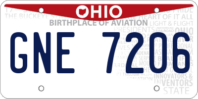 OH license plate GNE7206