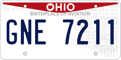 OH license plate GNE7211