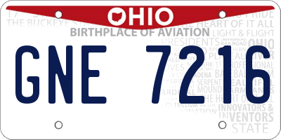 OH license plate GNE7216